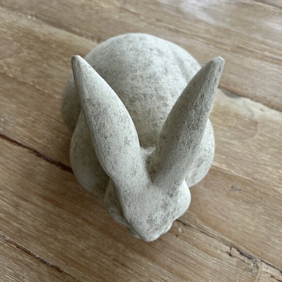Half Moon Ceramic Bunny Rabbit Mexico Sculpture Figurine H 6.5” L 8” Stone Color - Picture 4 of 6